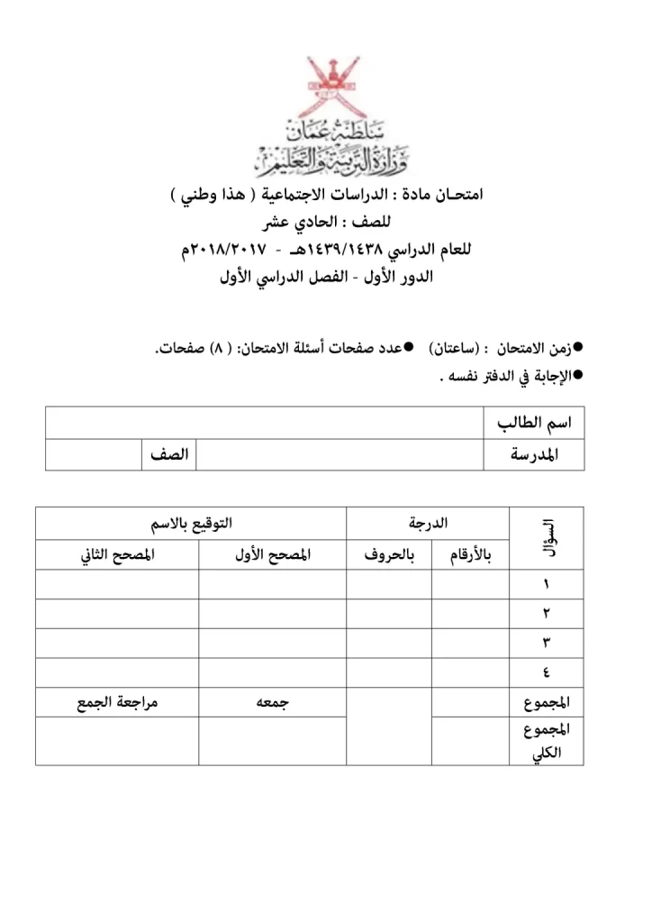 اختبار-نهائي-هذا-وطني-للصف-الحادي-عشر-الفصل-الأول-1