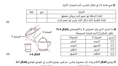 نموذج-اختبار-العلوم-للصف-السابع-الفصل-الأول