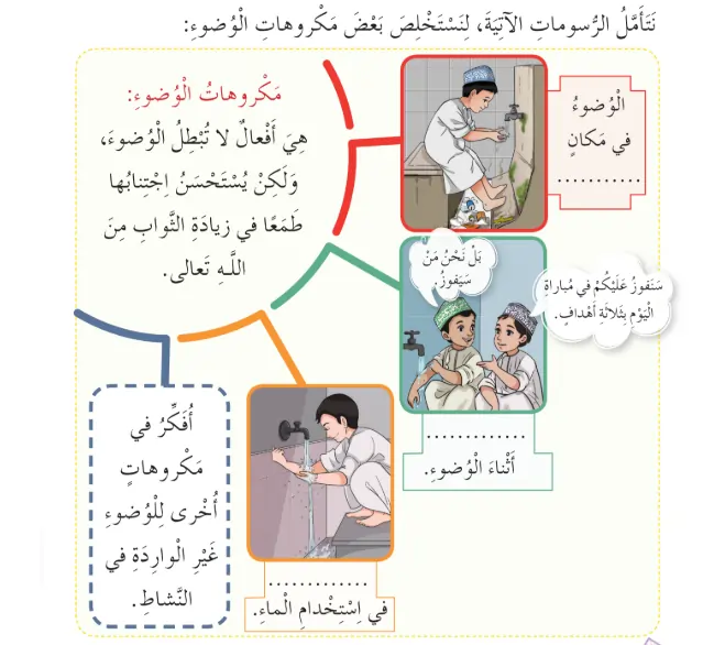 حل-أسئلة-درس-أتجنب-مكروهات-الوضوء-للصف-الرابع